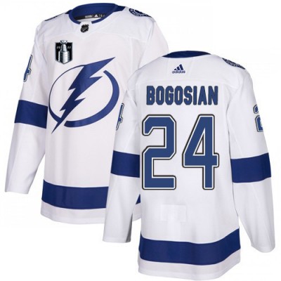 Adidas Tampa Bay Lightning #24 Zach Bogosian White 2022 Stanley Cup Final Patch Road Authentic NHL Stanley Cup Final Patch Jersey